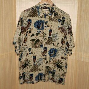 Campia Mens Silky Drink Print Casual Button Down Shirt XL